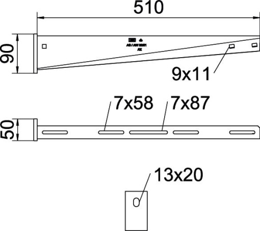 Consola mural com cabeça soldada B510mm Aço galvanizado por imersão a quente após maquinação