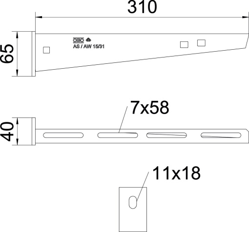 Consola mural com cabeça soldada B160mm Aço Galvanizado por imersão a quente após maquinação 85µm