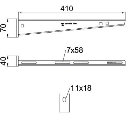 Consola mural com cabeça soldada B410mm Aço PES135 - Poliéster preto RAL 9005