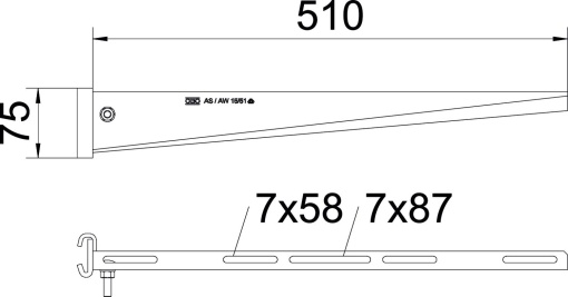 Consola de garra para perfil IS 8 B510mm Aço Galvanizado por imersão a quente após maquinação zinco