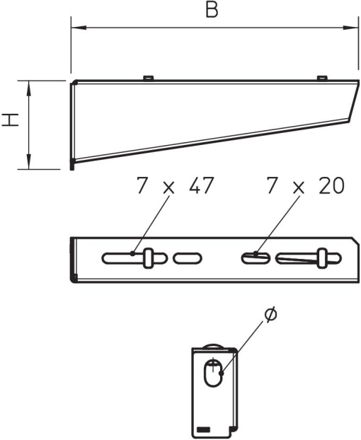 Consola mural inclui fixação rápida B210mm Aço galvanizado pelo método Sendzimir