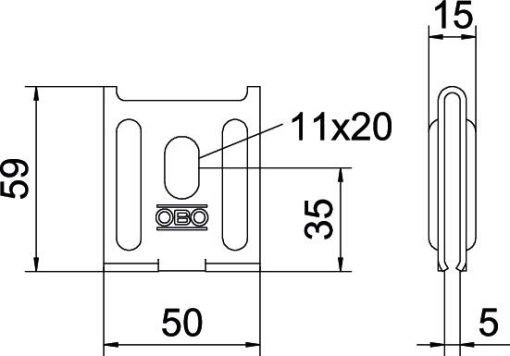 Suporte mural e central para caminho de cabos em varão 50x59 Aço galvanizado pelo método Sendzimir zinco