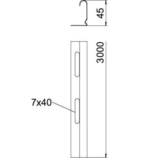 Separador para caminhos de cabos 45x2995 Aço PES135 - Poliéster preto RAL 9005