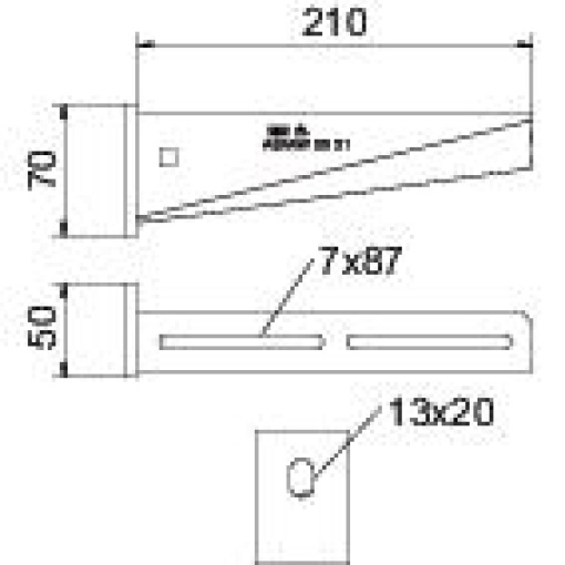 Wall and Support bracket with welded head plate B210mm Aço PES135 - Poliéster preto RAL 9005