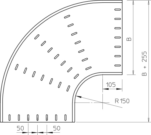 Ângulo 90 horizontal, modelo redondo 85x400 Aço galvanizado por imersão a quente após maquinação
