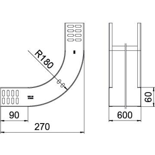 Ângulo vertical 90 subida 60x600 Aço galvanizado pelo método Sendzimir zinco