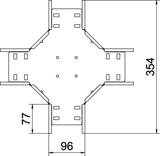 Cross over for cable tray 60x100 Aço inoxidável, livre de ferrugem A2 1.4301 brilhante, pós-tratamento aço inoxidável