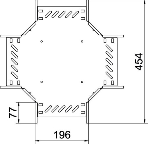 Cross over for cable tray 60x200 Aço inoxidável, livre de ferrugem A2 1.4301 brilhante, pós-tratamento aço inoxidável