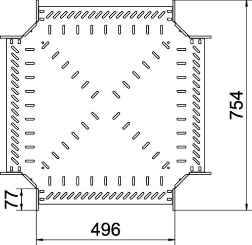 Cross over for cable tray 60x500 Aço inoxidável A4 1.4571 brilhante, pós-tratamento aço inoxidável