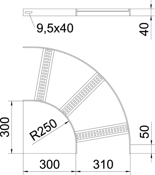 Ângulo 90 com degrau trapézio B310mm Aço galvanizado por imersão a quente após maquinação