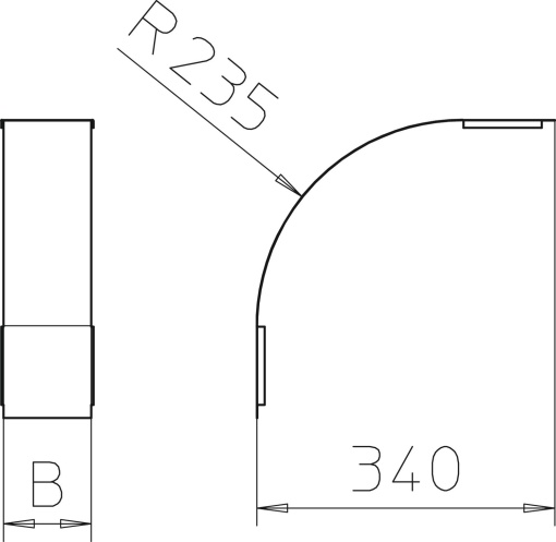 Tampa para ângulo vertical 90º descida B200mm Aço Galvanização continuazincoalumínio, Double Dip