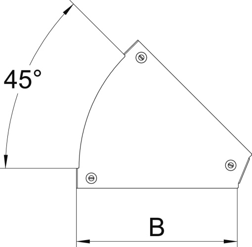 Tampa para ângulo de 45º para ângulo RBM 45 400 B400mm Aço galvanizado pelo método Sendzimir