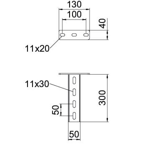 Pendural U com cabeça soldada 50x30x200 Aço PES135 - Poliéster preto RAL 9005