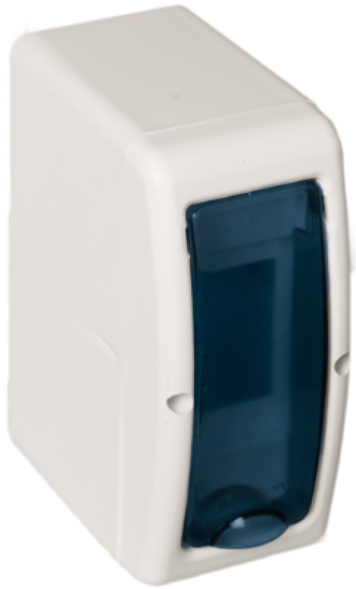 Surface distribution board, 2 modules. Fume door.