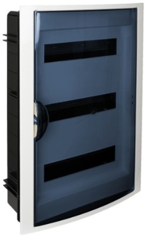 Flush distribution board, 42 modules. Fume door.