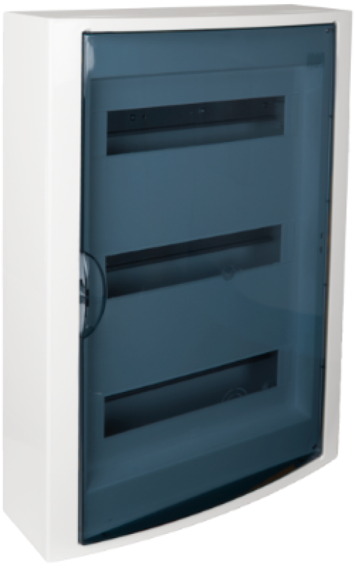 Surface distribution board, 42 modules. Fume door.