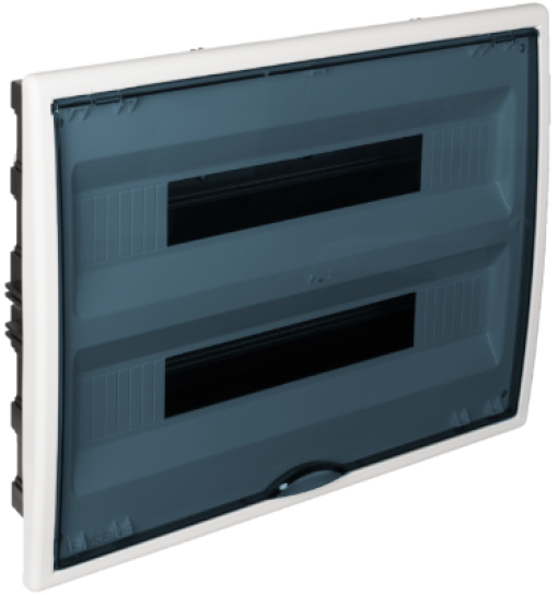 Flush distribution board, 36+4 modules. Fume door.
