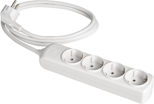 Cabo de extensão com 4 bases 2P + T, 16A 250V ~. Cabo de 5 m.