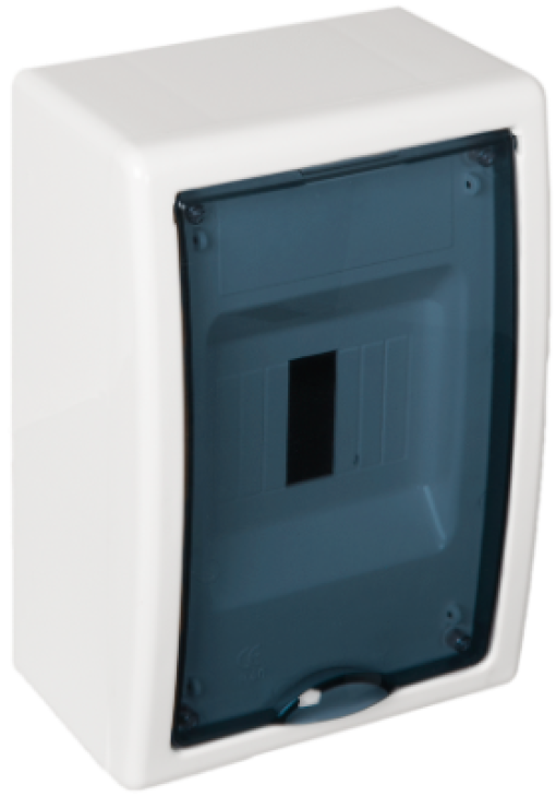 Surface distribution board, 4 modules. Fume door.