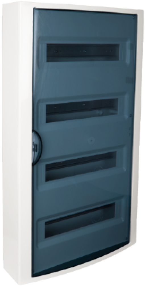 Surface distribution board, 56 modules. Fume door.