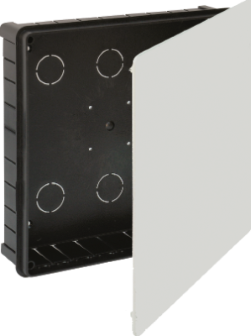 Caixa de ligação para encastrar. 250 x 250 mm.Tampa com garras de plástico.