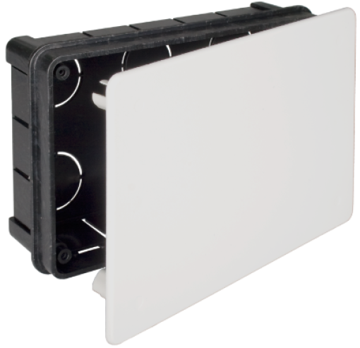 Caixa de ligação para encastrar com tampa, com garras de plástico. 160 x 100