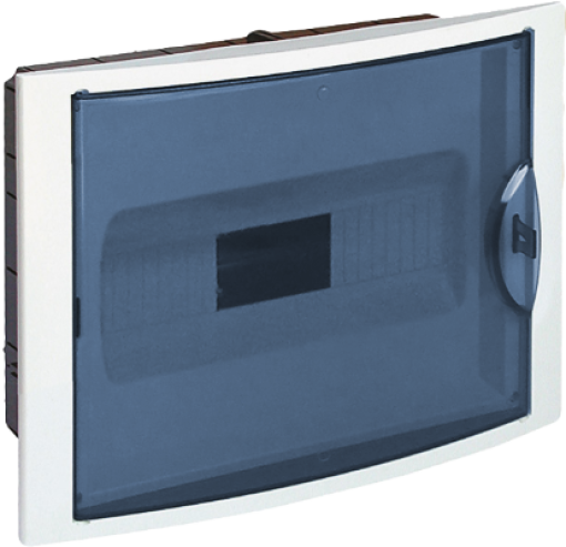 Flush distribution board, 14 modules. Fume door.