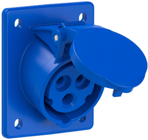 Inclined panel industrial sockets 2P+T, 16A, 230V, IP44