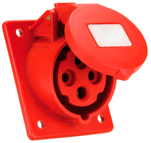 Inclined panel industrial sockets 3P+T, 32A, 400V, IP44