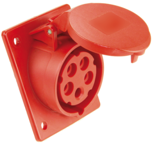 Inclined panel industrial sockets 3P+N+T, 32A, 400V, IP44