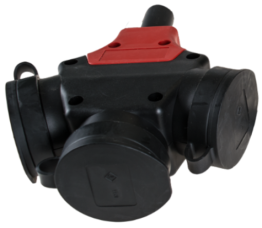 Tomada múltipla Solera com 3 tomadas 2P + E, 16A 250V ~. Borracha preta.