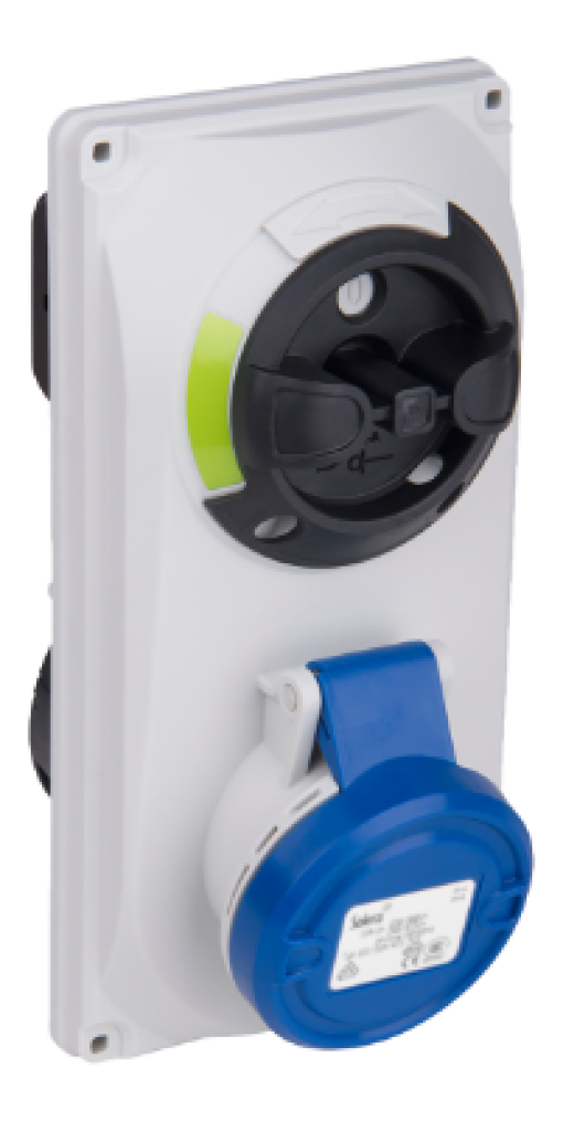 Interlocked panel industrial sockets 2P+T, 16A, 230V, IP44