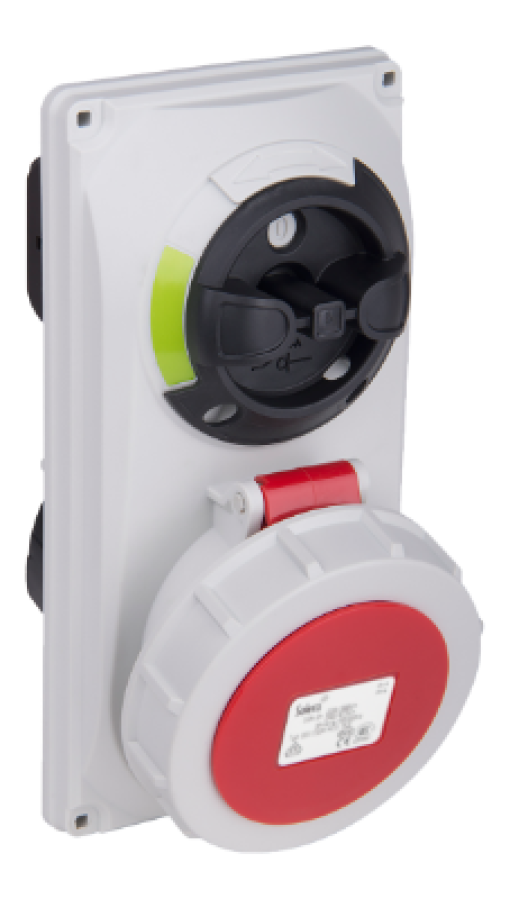 Bases industriais em painel interbloqueadas 3P+T, 32A, 400V, IP 67.