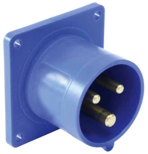 Ficha industrial para quadro, 2P+T, 32 A, 400 V~, IP44.