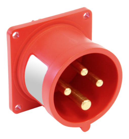 Straight panel industrial sockets, 3P+E, 32 A, 400 V~, IP44.