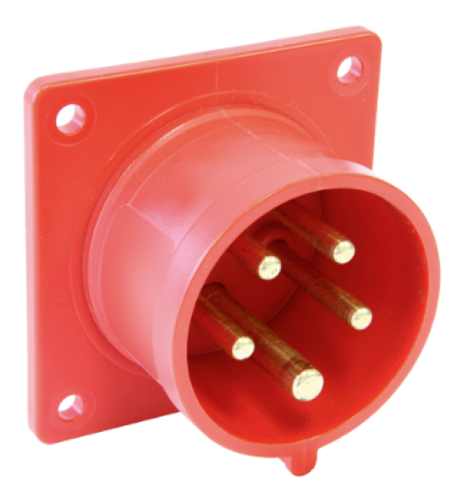 Fichas industriais para painel, retas, 3P+N+T, 32 A, 400 V~, IP44.
