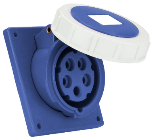 Inclined panel industrial sockets 2P+T, 125A, 230V, IP67