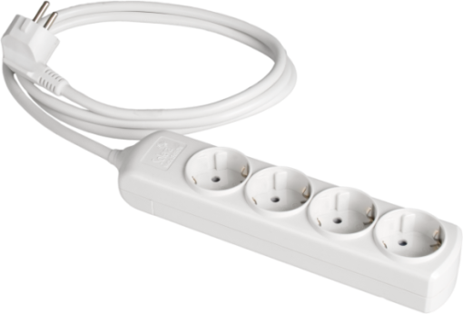 Cabo de extensão com 4 bases 2P + T, 16A 250V ~. Cabo de 3 m.