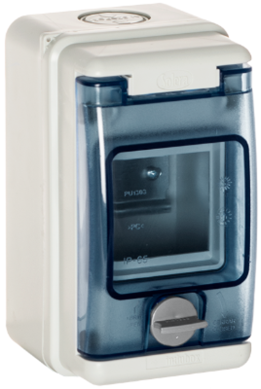 Industrial distribution box of 3 modules.