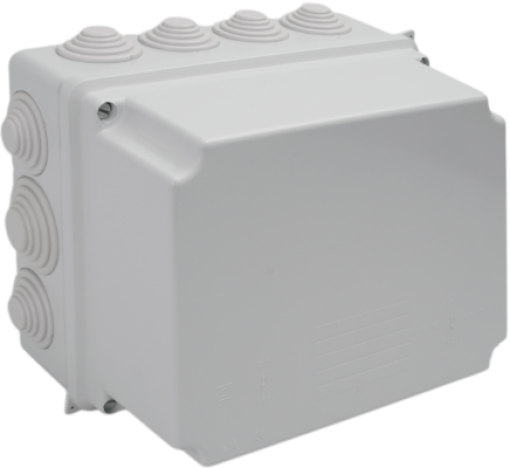 Caixa de ligação estanque 220 x 170 x 140 mm com cones. Cor cinzenta.