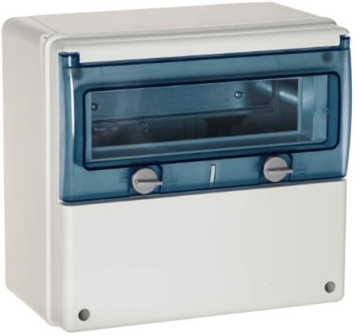 Industrial distribution box of 11 modules.