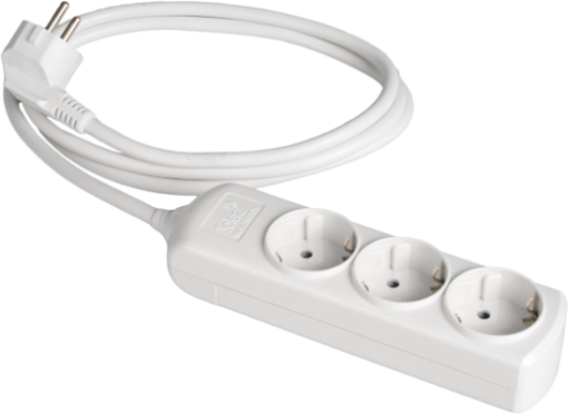 Cabo de extensão Solera com 3 bases 2P + T, 16A 250V ~. Cabo de 1,5 m.