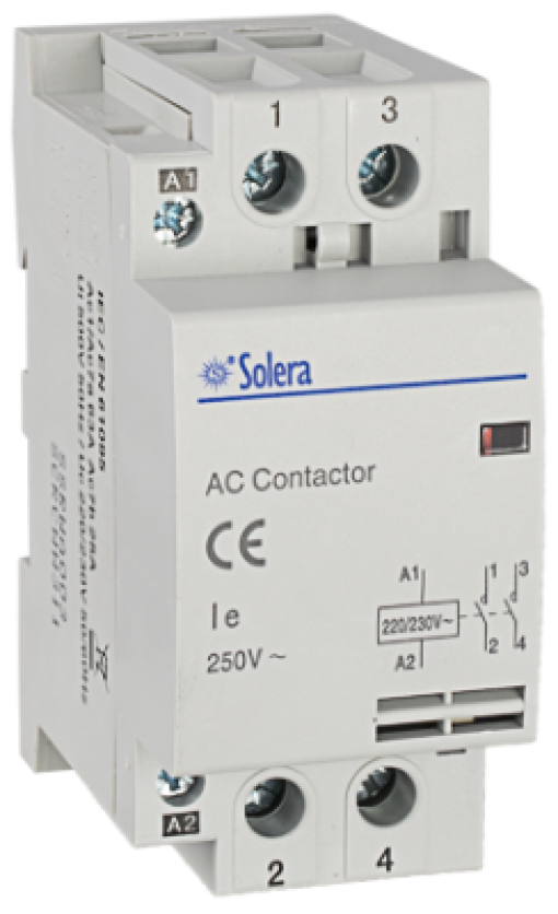 Modular contactor, 2P, 63 A, 2 modules.