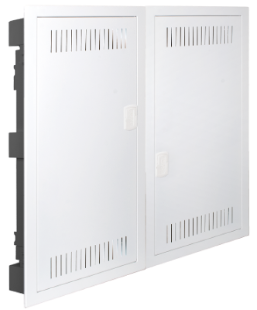 Quadro de terminação de rede. Vazio. Dimensões embutidas 695 x 613 x 88 mm.