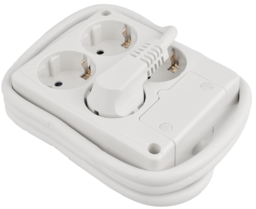 Cabo de extensão com 4 bases 2P +T, 16A 250V ~. Cabo de 2 m.