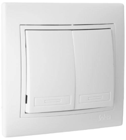 Comutador dupla / interruptor 10AX 250V ~. Monobloc. Para encastrar.