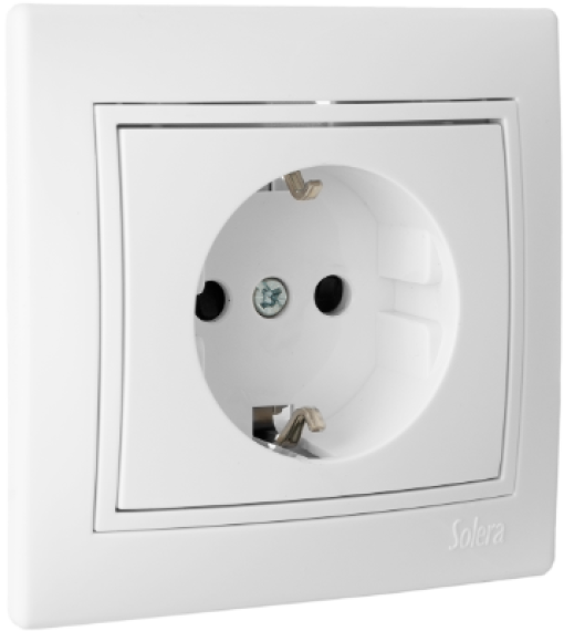 Base fixa 2P + E, 16A 250V ~. Monobloc. Para encastrar.