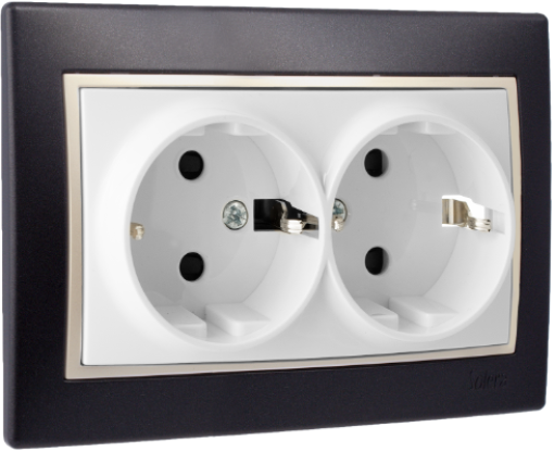 Base dupla fixa 2P + E, 16A 250V ~. Monobloc. Para encastrar.