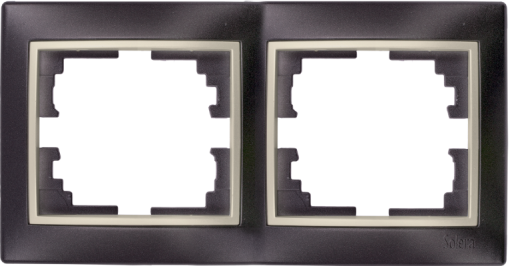 Quadro horizontal para 2 elementos. Moldura preta e aro pérola.