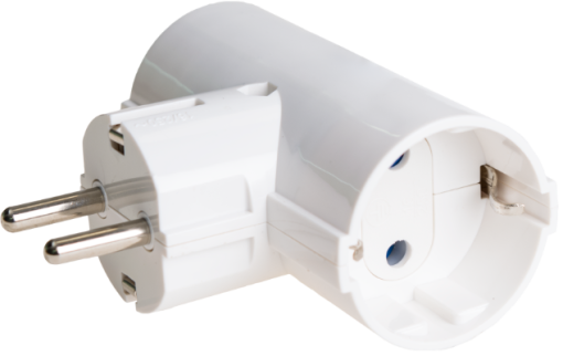 Adaptador duplo Solera 2P + T, 16A 250V ~. Cor branca.